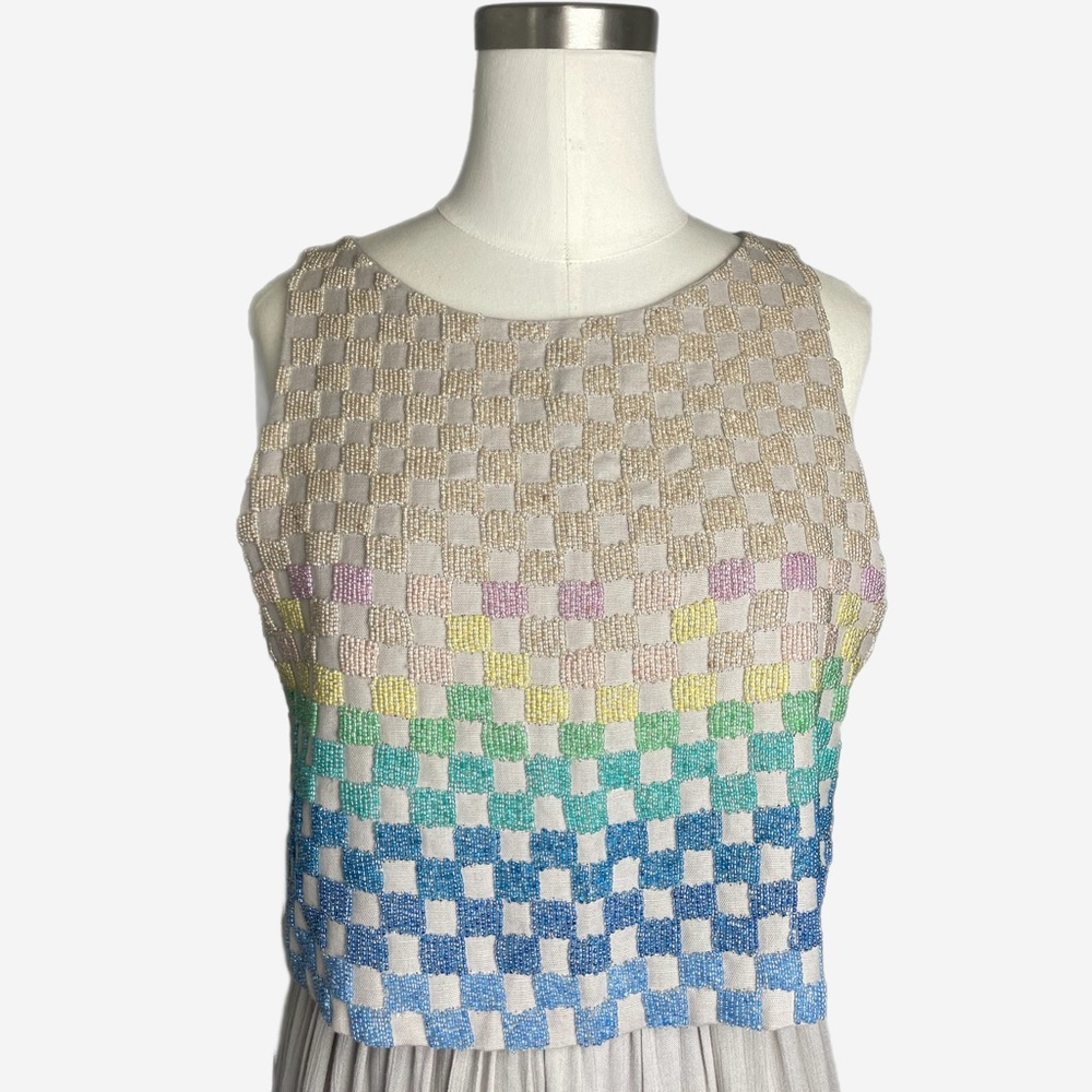 Mara Hoffman NWT Tan Linen Rainbow Beaded Maxi dress open back resort designer 4 - Picture 3 of 14